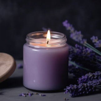 Handgegossene Duftkerze Lavendelruhe aus Soja- und Bienenwachs für Entspannung und Wohlbefinden