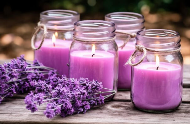 Duftkerze Lavendeltraum Deluxe in elegantem Glas mit Lavendelzweigen – handgegossen aus Sojawachs